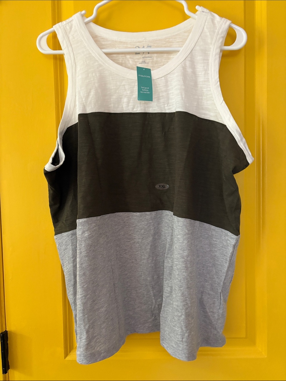 Maurices NWT xxl Colorblock Sleeveless Tank Top - White, Olive, Gray